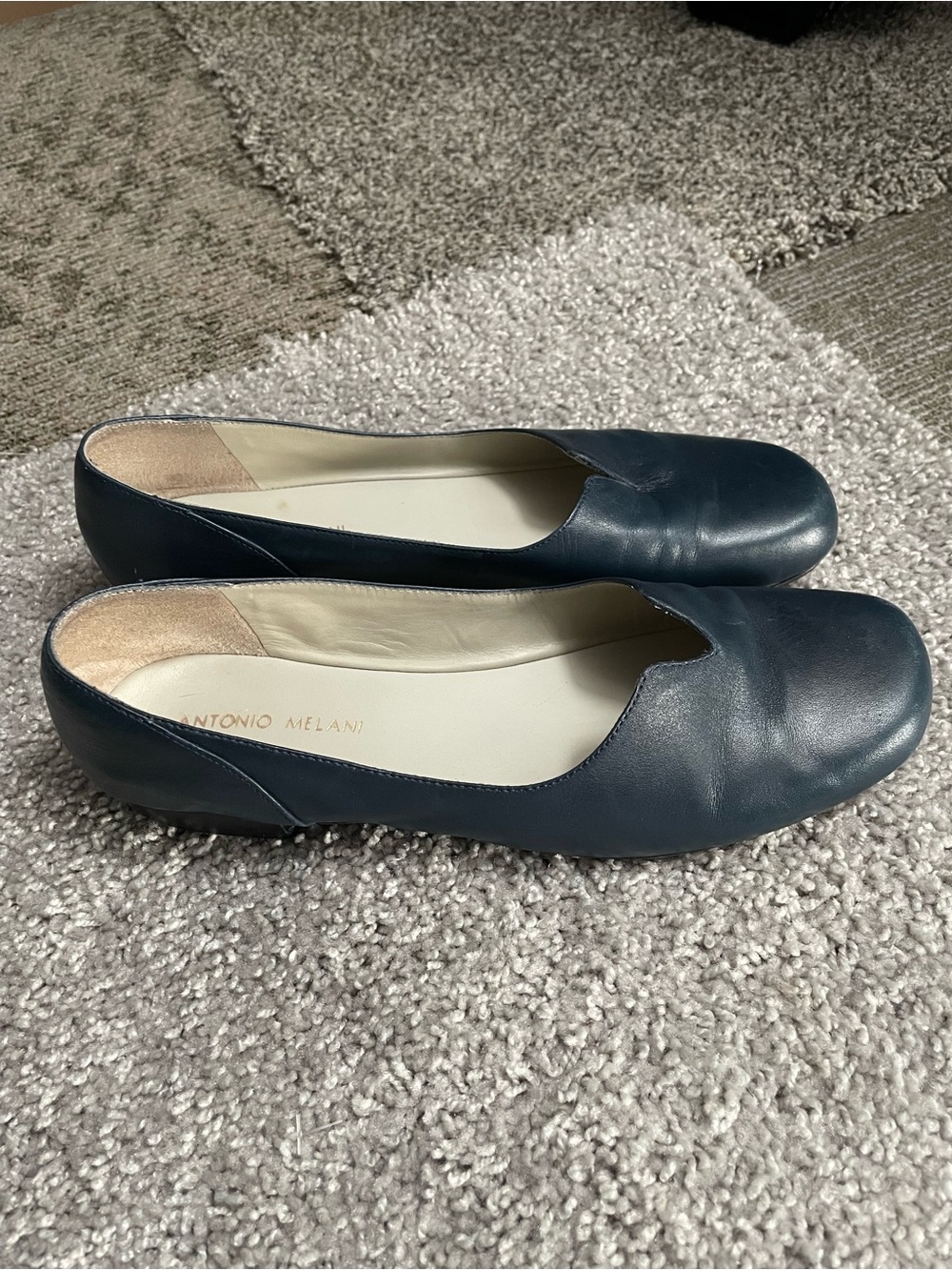 ANTONIO MELANI Navy blue Leather Slip-On Flats Women’s 9M